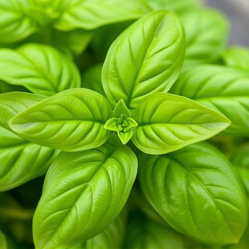 Foglie fresche di basilico verde brillante