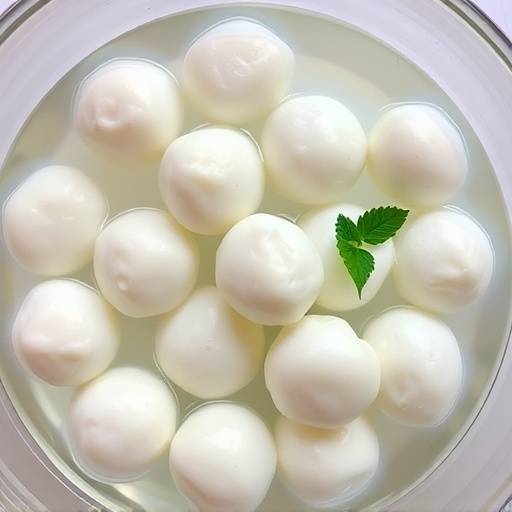 Palline di mozzarella fresca in una ciotola con acqua