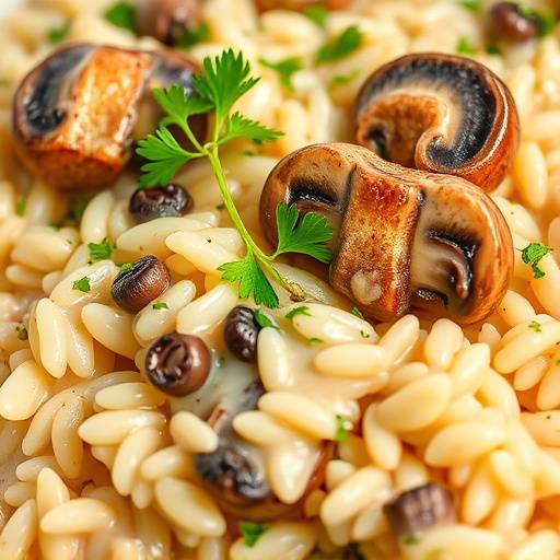 Risotto ai Funghi Porcini cremoso, decorato con prezzemolo fresco tritato