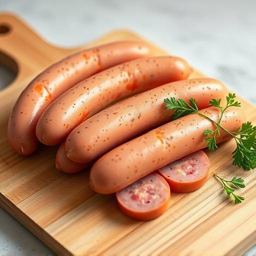 Salsicce fresche su un tagliere