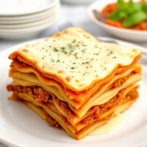 Un piatto di lasagne alla bolognese con strati di pasta fresca, rag&ugrave; ricco e besciamella cremosa.