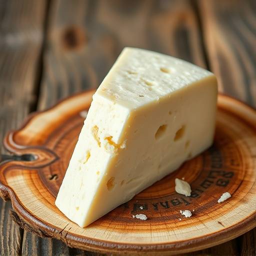 Una forma di Pecorino Romano su un tavolo di legno